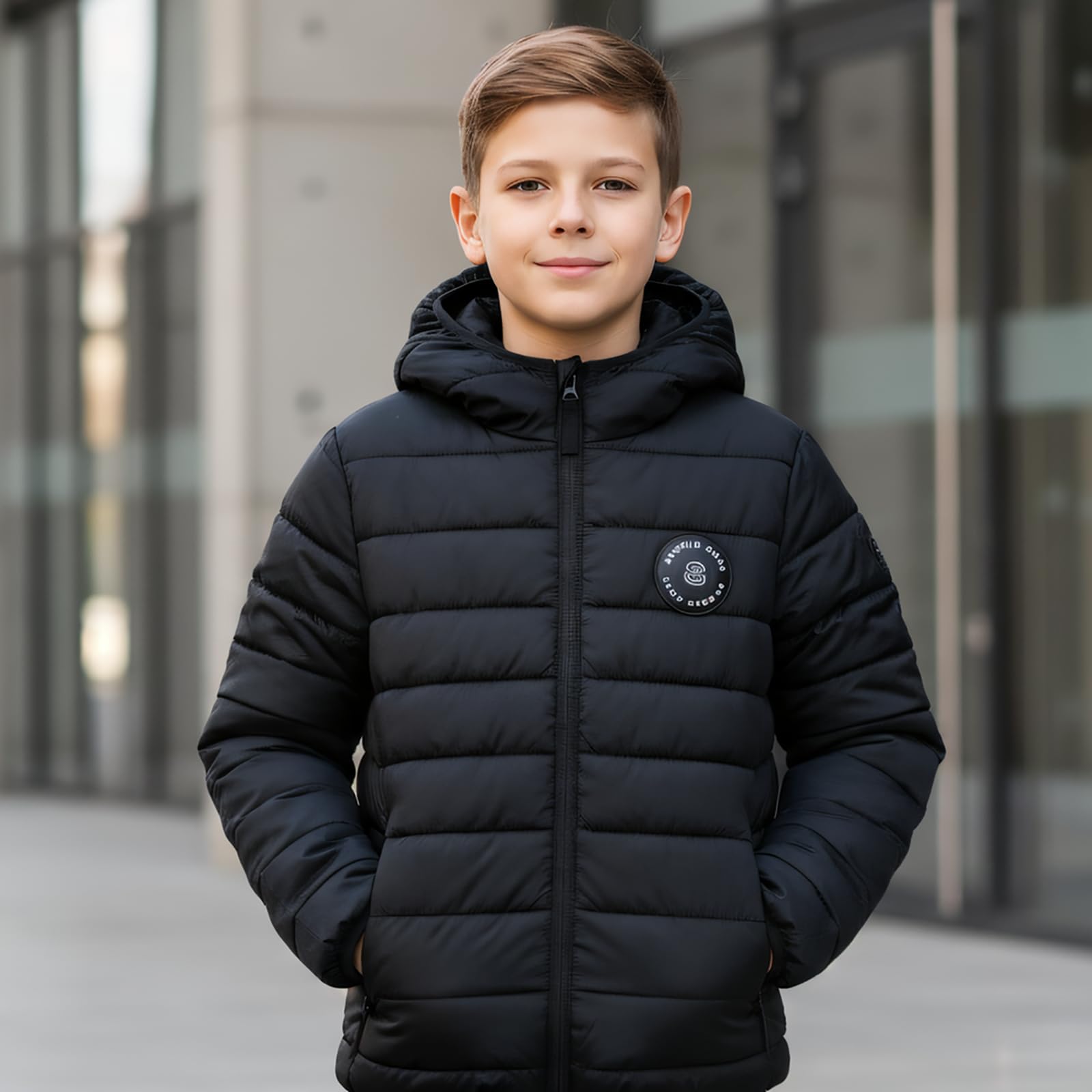 Sunny Sprout Jungenjacke mit Kapuze - Leichte Übergangsjacke für Herbst mit winddichten Ärmeln