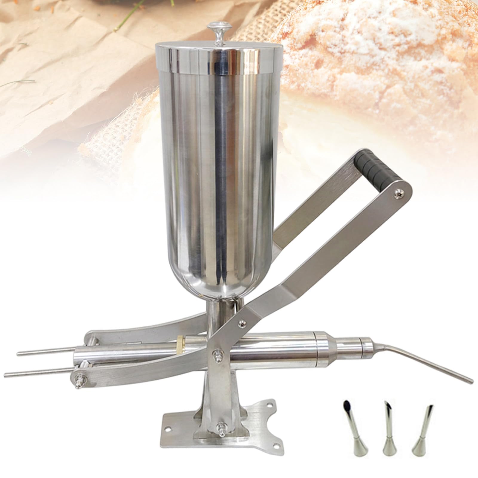 GwlThixion Manual Donut Filling Machine, Donut Filler Machine 5L, Manual Donut Jelly Filler Injector with 1 Long Nozzle & 3 Short Nozzles, for Bakerie Restaurant Cafe CT-01
