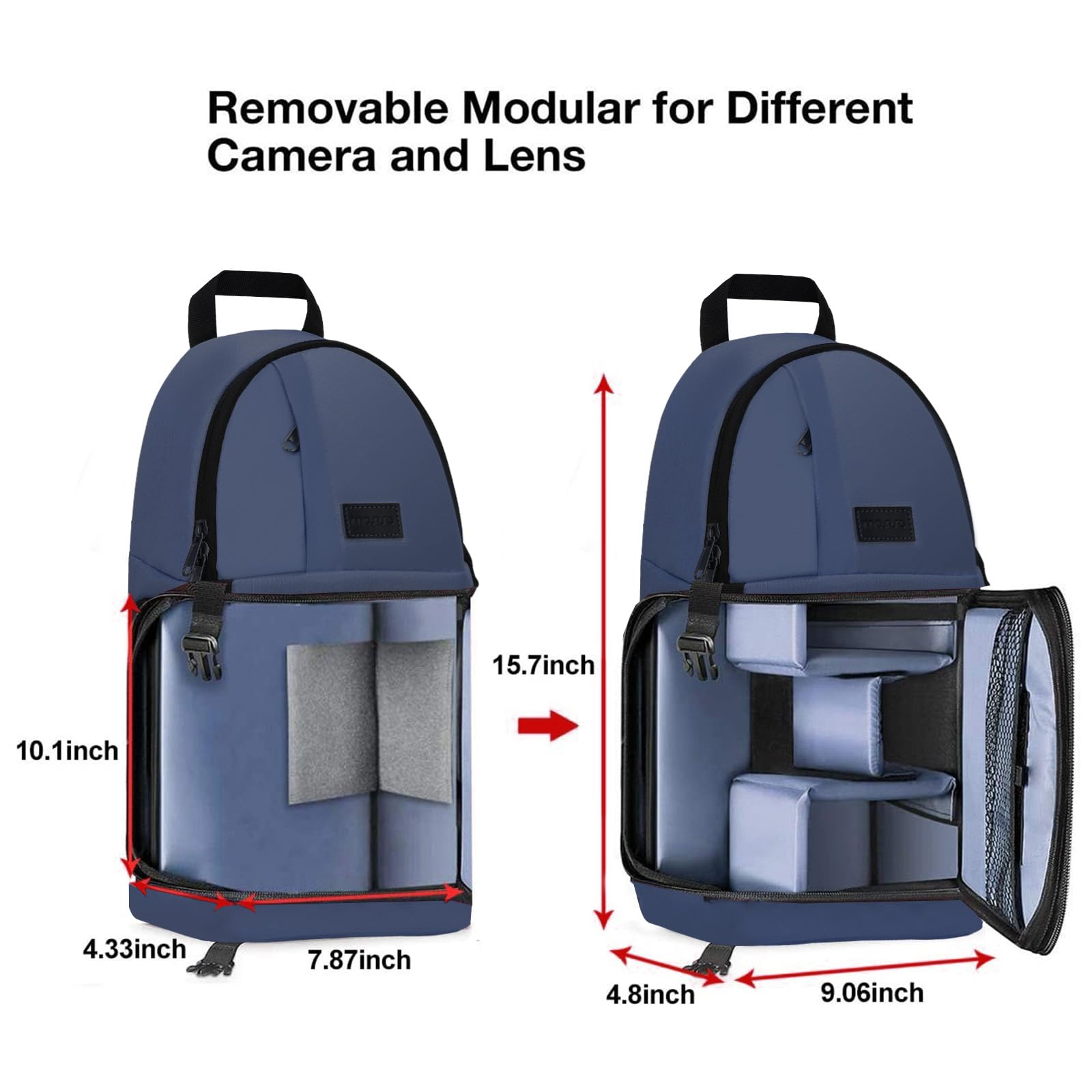 MOSISO Torba na ramię, DSLR/SLR, bezlusterkowa, odporny na uderzenia, plecak na aparat fotograficzny, z uchwytem na statyw i zdejmowanymi wkładkami modułowymi, kompatybilny z Canon/Nikon/Sony/Fuji