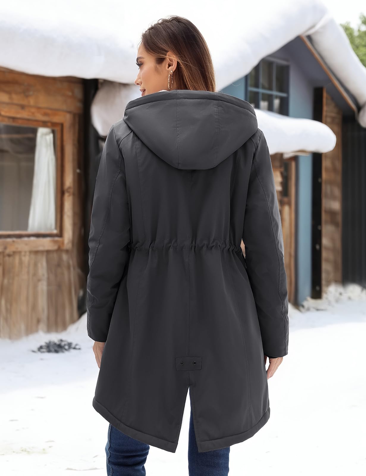 Vancavoo Parka Donna Invernale Lungo con Cappuccio e Corpo in Peluche