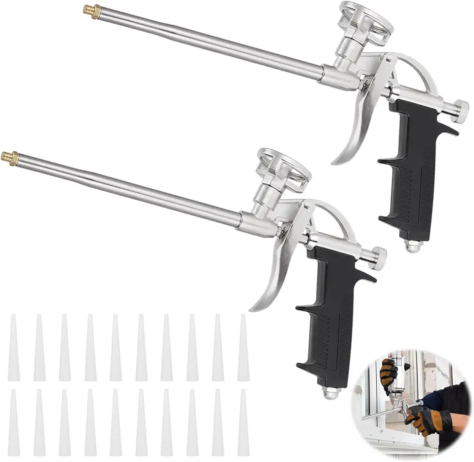 Pistola de espuma, pistola de espuma profissional resistente, pistola de calafetagem expansível de PU, aplicador de spray para calafetagem, enchimento, vedação, uso doméstico e escritório, pacote com