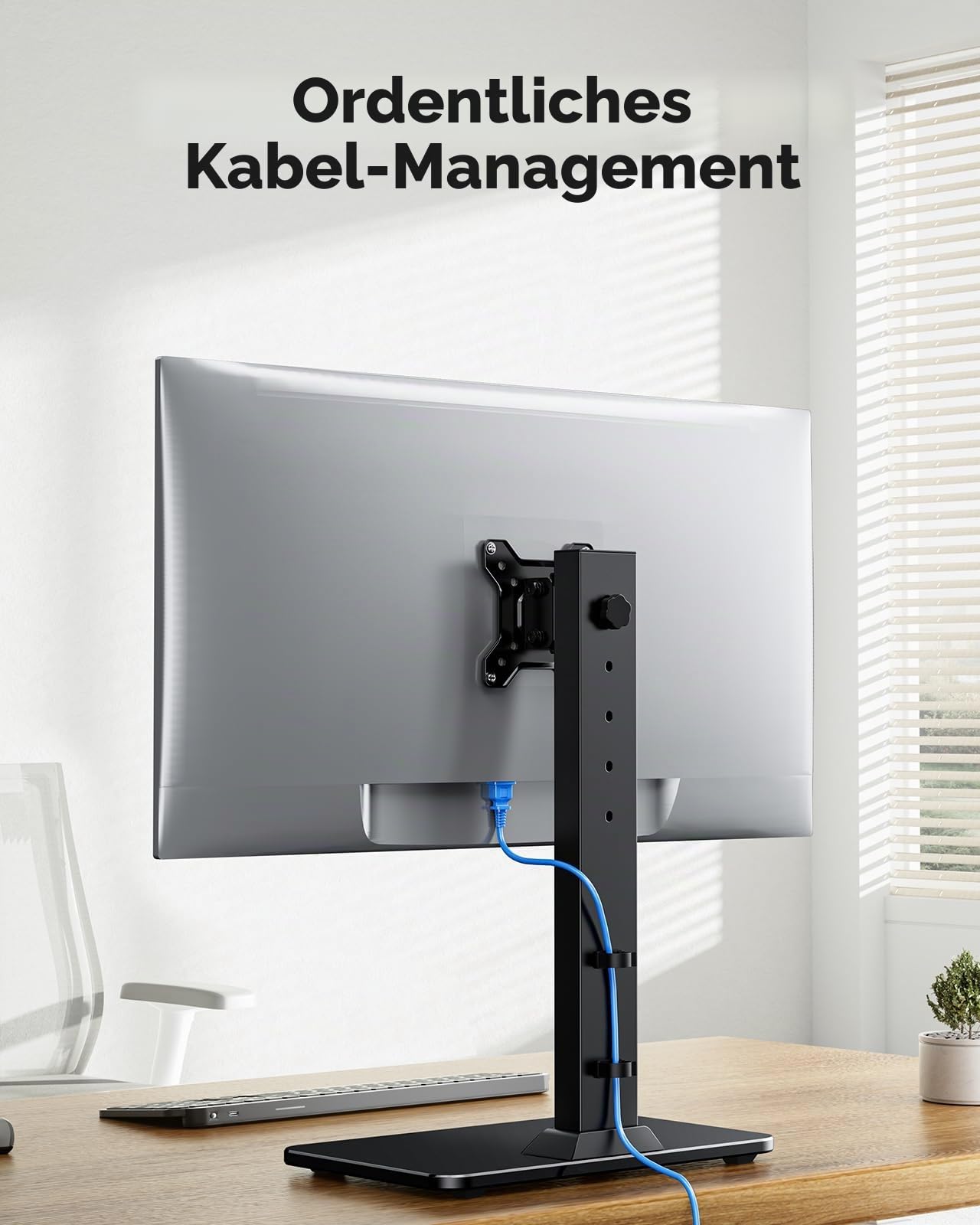 HUANUO Monitor Ständer, Freistehende Monitorständer Höhenverstellbar 13 bis 34 Zoll, bis zu 20kg Kapazität, 5 Höhenoptionen, Drehbarer Bildschirm Ständer 360° Schwenkung, VESA 75x75mm/100x100mm Gaming