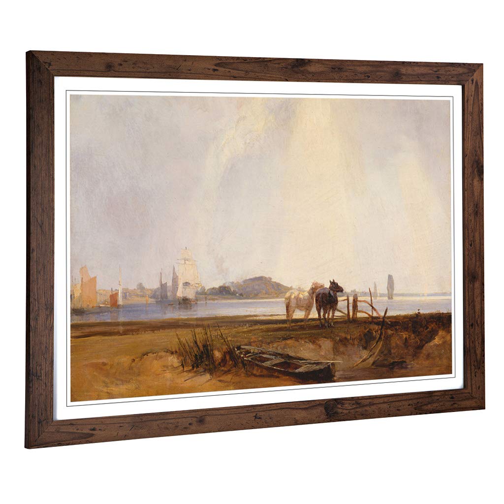 Big Box Art Framed Print of Richard Bonington Landscape Near Quilleboeuf Design | Wall Art Picture | Home Decor for Kitchen, Living Room, Bedroom, Hallway, Walnut, A2 / 24.5x18 Inch / 62x45cm