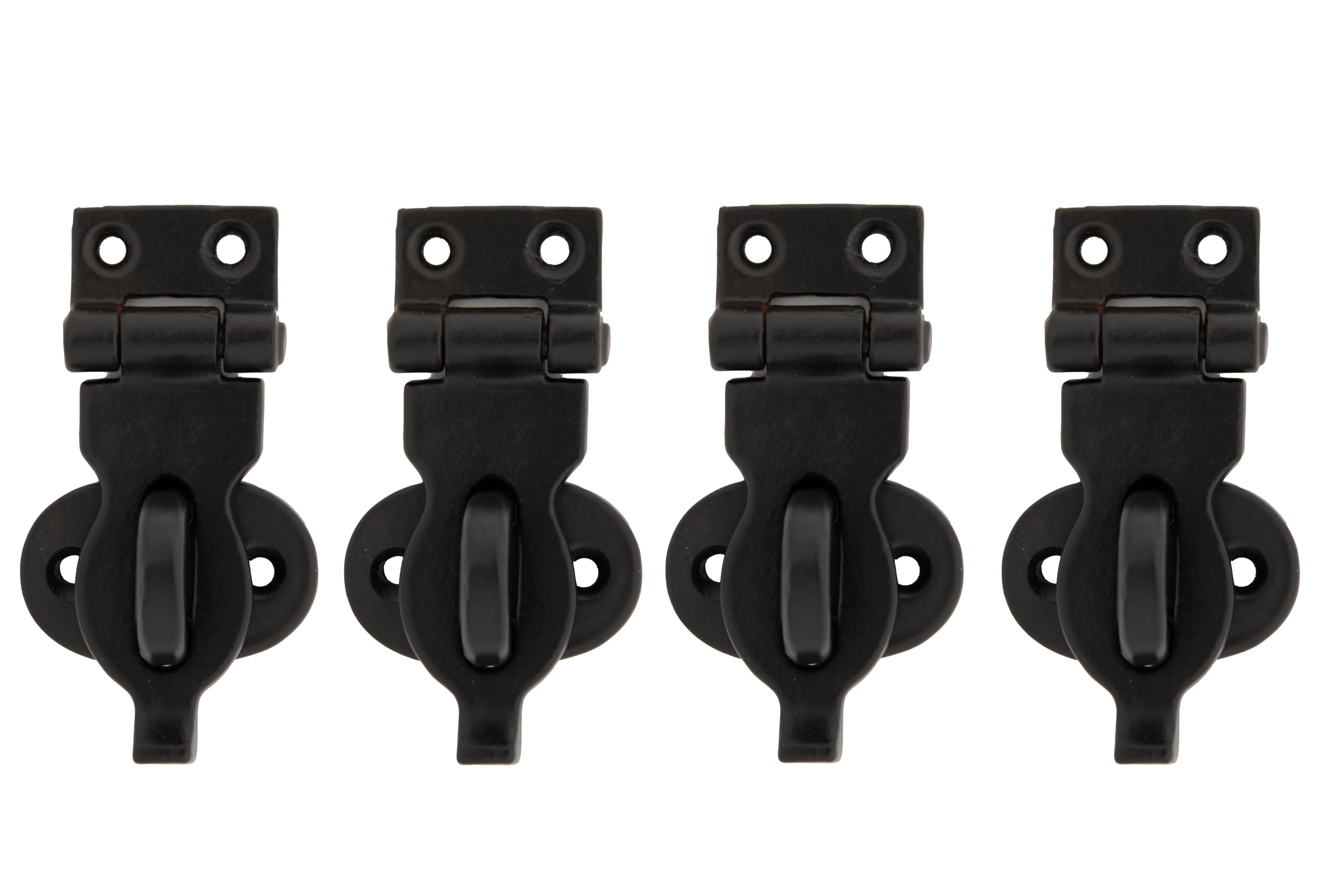 STALLION HARDWARE Length 3Inch Black Iron Hasp Latch Rust-Proof Black Powder Coat Finish, Set of 4
