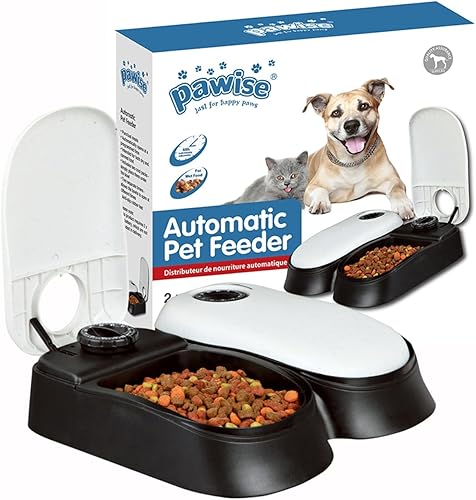 Miniatura 7 de PAWISE Comedero automático para gatos, 2 comidas, temporizador de 48 horas, dispensador de comida para perros y gatos, 1.5 tazas, programa de