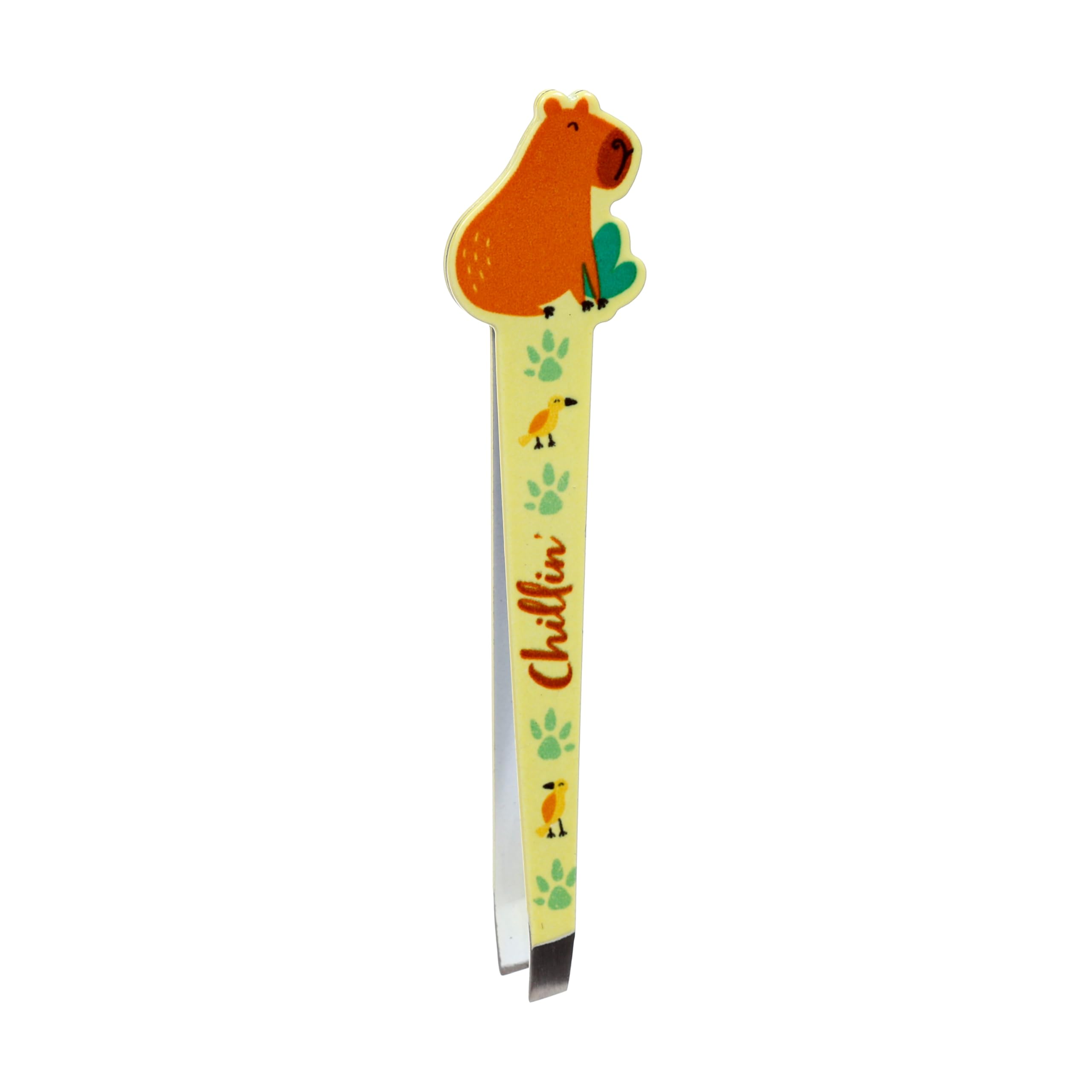 Puckator Capybara Shaped Tweezers - Sharp Thin Fine Kids Mini Ingrown Hair Tweezers - Stocking Fillers - Tweezer for Facial Hair Women Chin - Small Gift - Splinter Removal