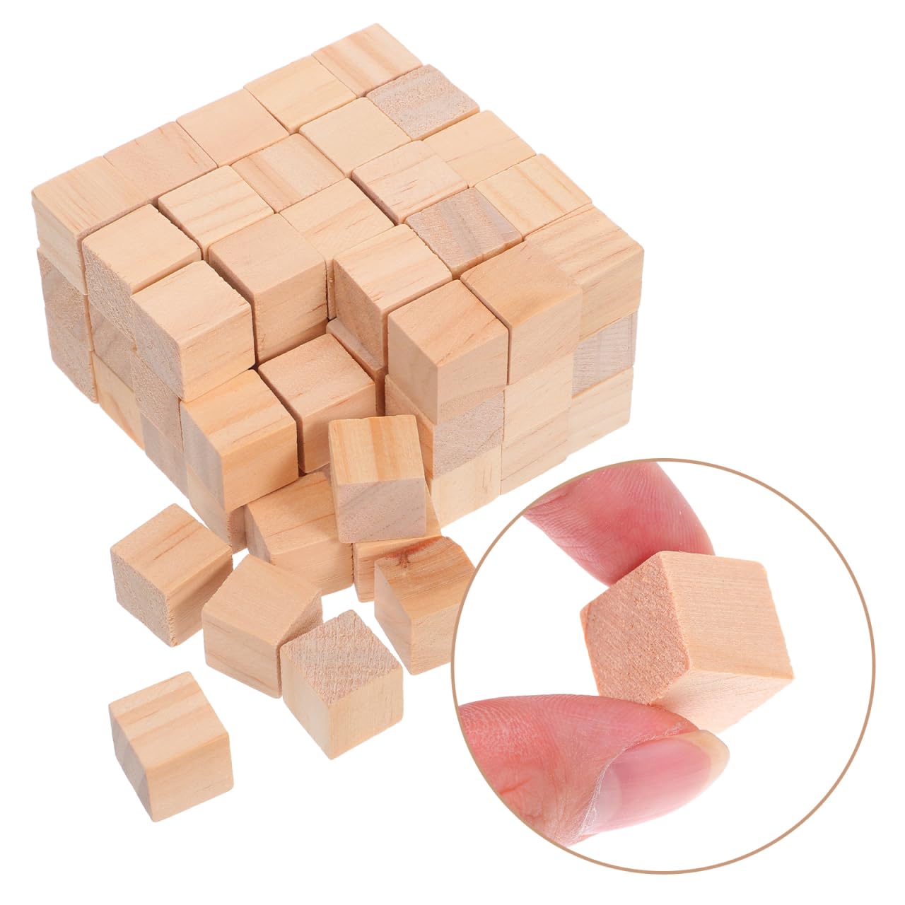 AUTSUPPL 100Pcs DIY Wooden Craft Cubes 0.59 Inch Blocks for Kids and Adults Smooth Wood Building Material Blocks for Creative Arts Home Decoration and Educational Projects - Image 3