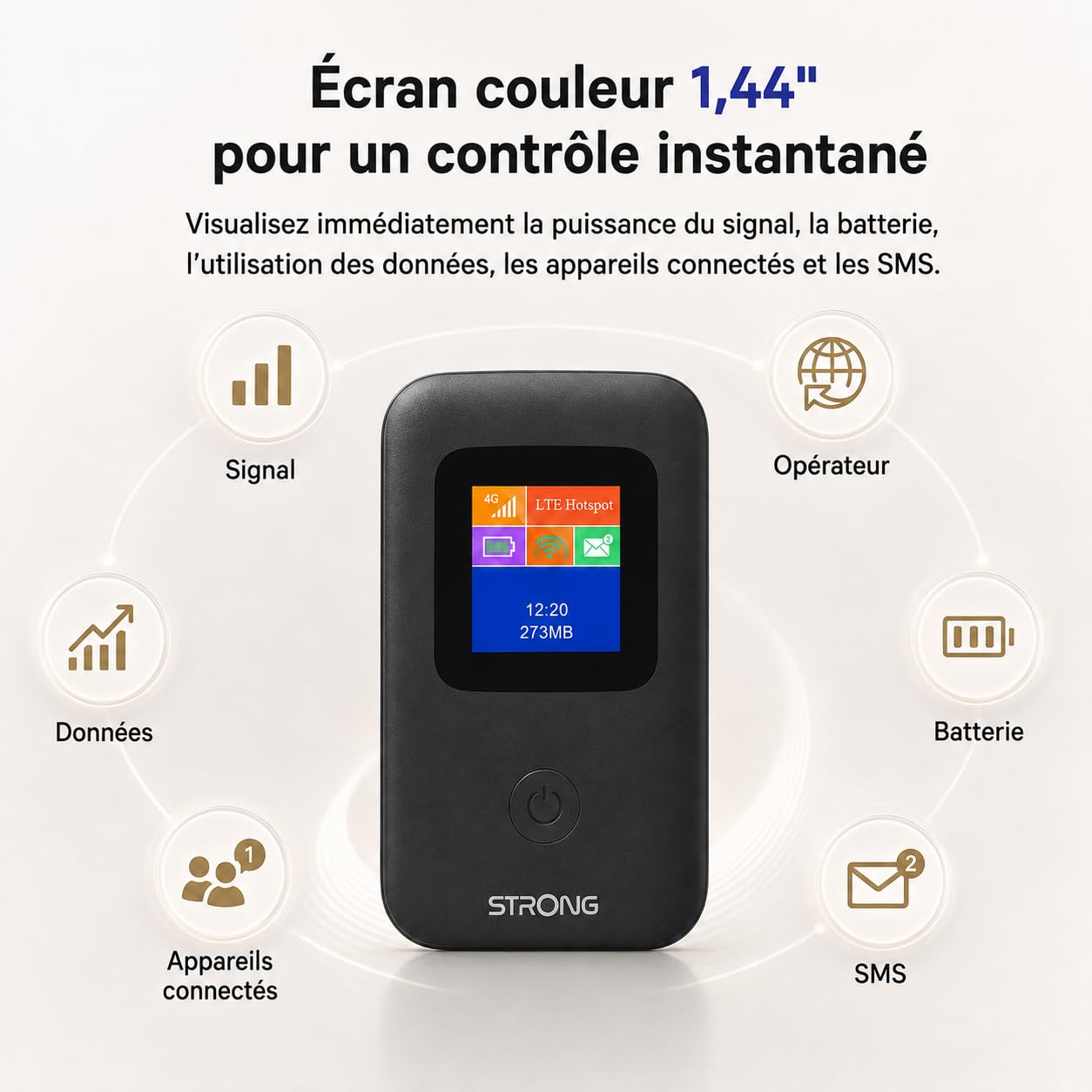 Strong 4G AIRSPOT 220 Routeur WiFi 4G Portable avec SIM, CAT4 150 Mbps