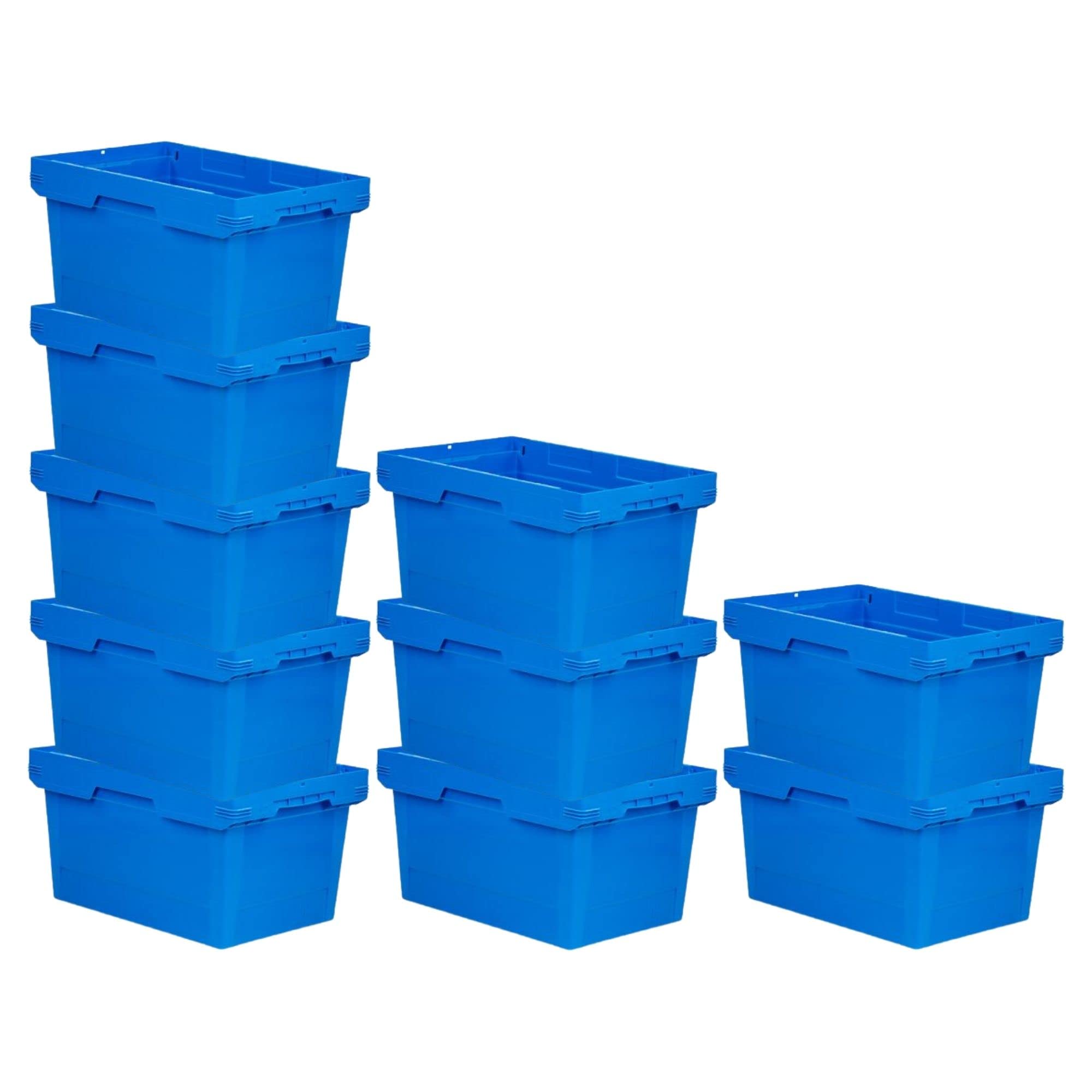 PROREGAL SET SUPER ÉCONOMIQUE 10x Bac de transport conique empilable bleu | HxLxP 32,3x40x60cm | 58 litres | Bac Euro, Eurobox, boîtes de rangement, empilables, caisse de transport