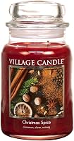 Village Candle Christmas Spice Large 21.25oz Scented Jar Candle, Red Apothecary Glass - Cinnamon Clove Nutmeg Fragrance