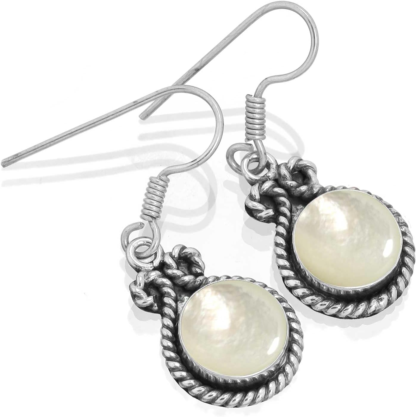 925 Sterling Silver Overlay Handmade Jewelry Round Carnelian, Rose Quartz, Turquoise, Garnet Natural Gemstone Boho Drop Dangle Earring For Women