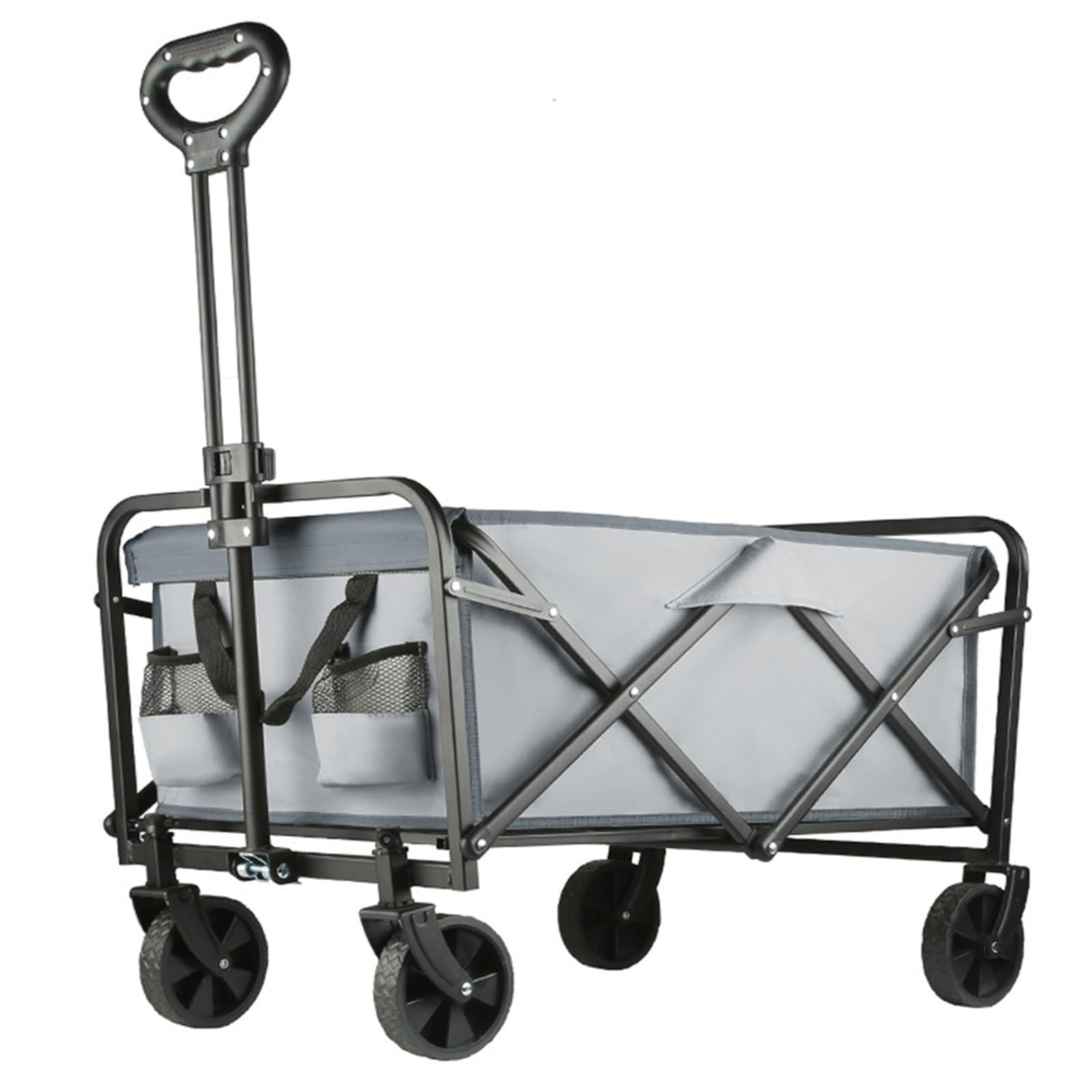 Carrello da Spiaggia Pieghevole Carrello da Giardino Portatutto con Ruote per Ogni Tipo di Terreno Braccioli Regolabili Ruote Rimovibili e Sacchetti per Tazze per Campeggio B