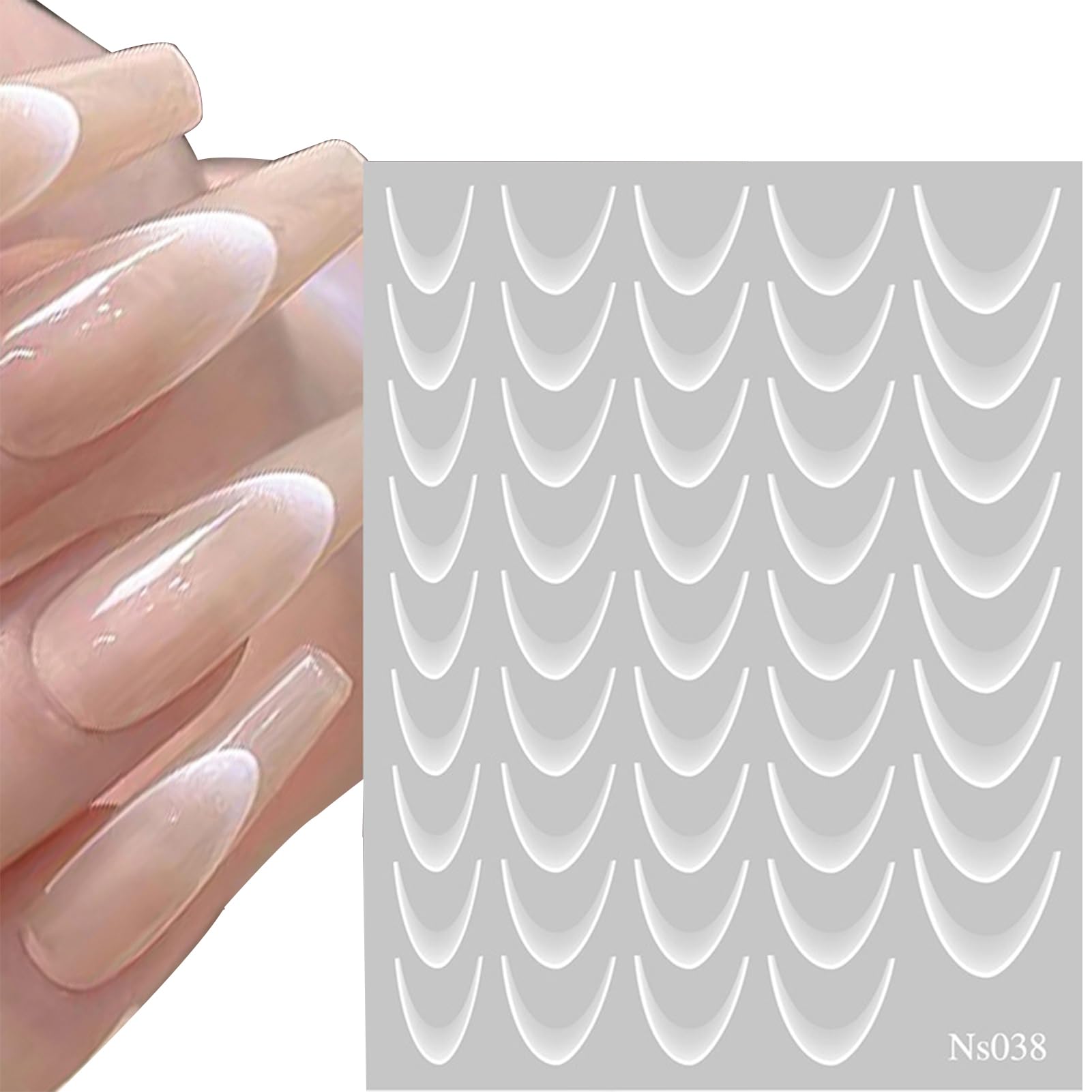 Naklejki Paznokcie French Tip | Dekoracje Ko?cówki Paznokci W Kszta?cie Pó?ksi? ?yca - Samoprzylepne Naklejki 3D Koniuszki Palcow Dla Kobiet Akcesoria Do Dekoracji Paznokci