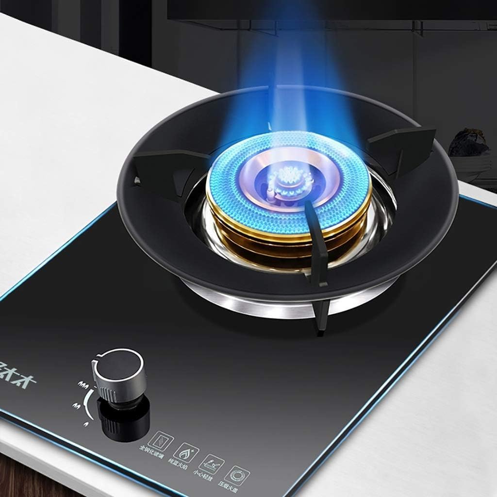 Gas cooktop Desktop Gas StovGas hob Portable Stove Cooktop Black Crystal Control Panel Brass Burner Home/Commercial Kitchen Desktop/Built-in Single Stove [Energy Class A](NG)