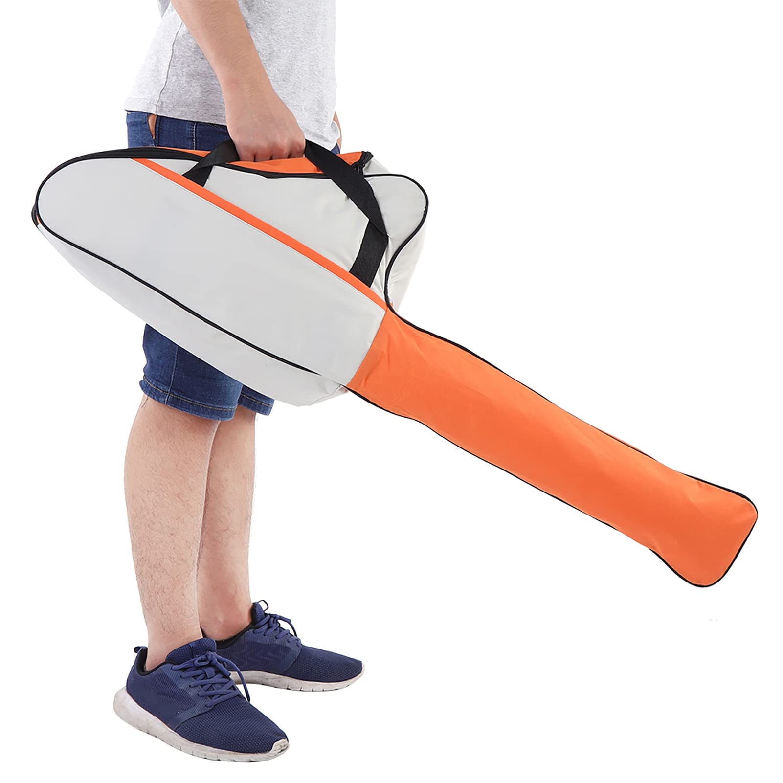 Kettensägentasche, Premium-Oxford-Stoff, Tragbare Oxford-Stoff-Kettensägen-Aufbewahrungstasche, Rasenmäher-Tragetasche, Schutzbox, Kettensägen-Tasche (orange weiß)