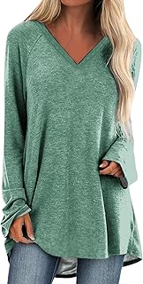 Sponsored Ad - MARSVOVO Trendy Long Sleeve Shirts for Women Lightweight Plus Size Tunic V Neck High Low Baggy Casual Tops