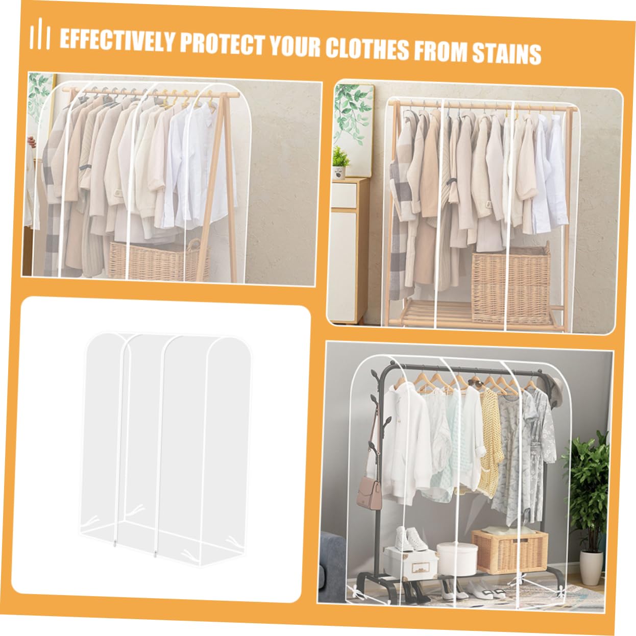 Sosoport Copertura Protettiva per Grucce in Plastica Trasparente Leggera e Portatile, Copri Appendi Abiti Moderno per Armadio e Stand, 180x50x150 Cm