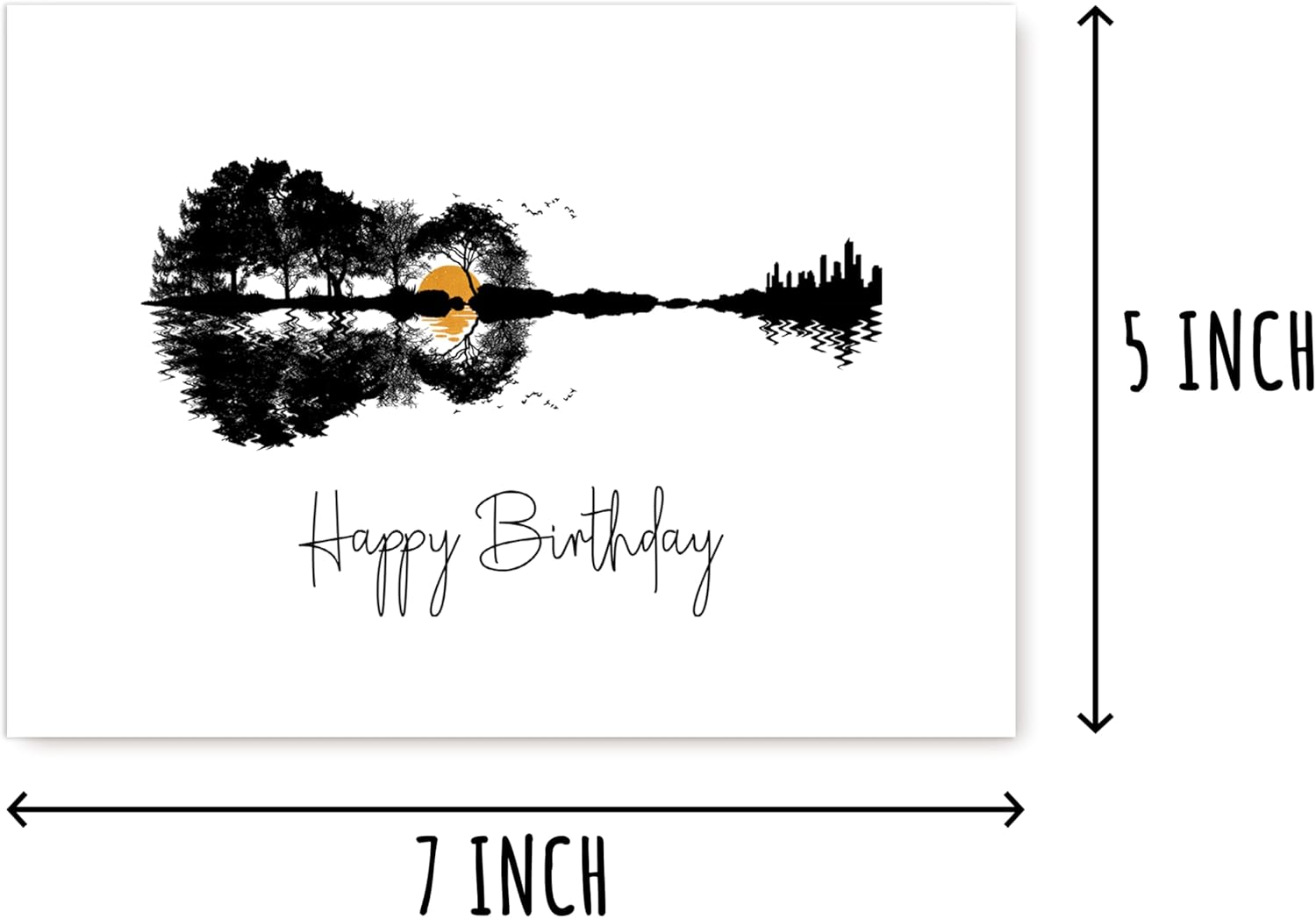 Forest Guitar Card - Happy Birthday Guitar Card - Modern Music Greeting Card - Image 2