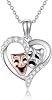 YAFEINI Comedy Tragedy Masks Necklace 925 Sterling Silver Comedy Tragedy Masks Pendant Jewelry Gifts for Women