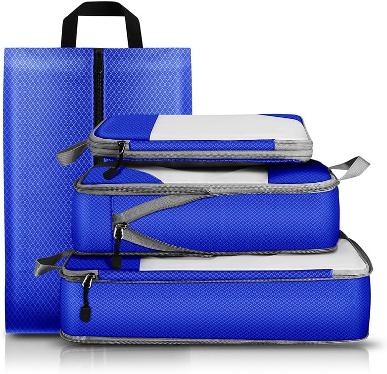 Waterproof TUP Transparent Travel Packing Bags Set – Foldable & Lightweight Design – Luggage Organizer for Suitcase & Trolley (Blue,Large Size (Single Bag))