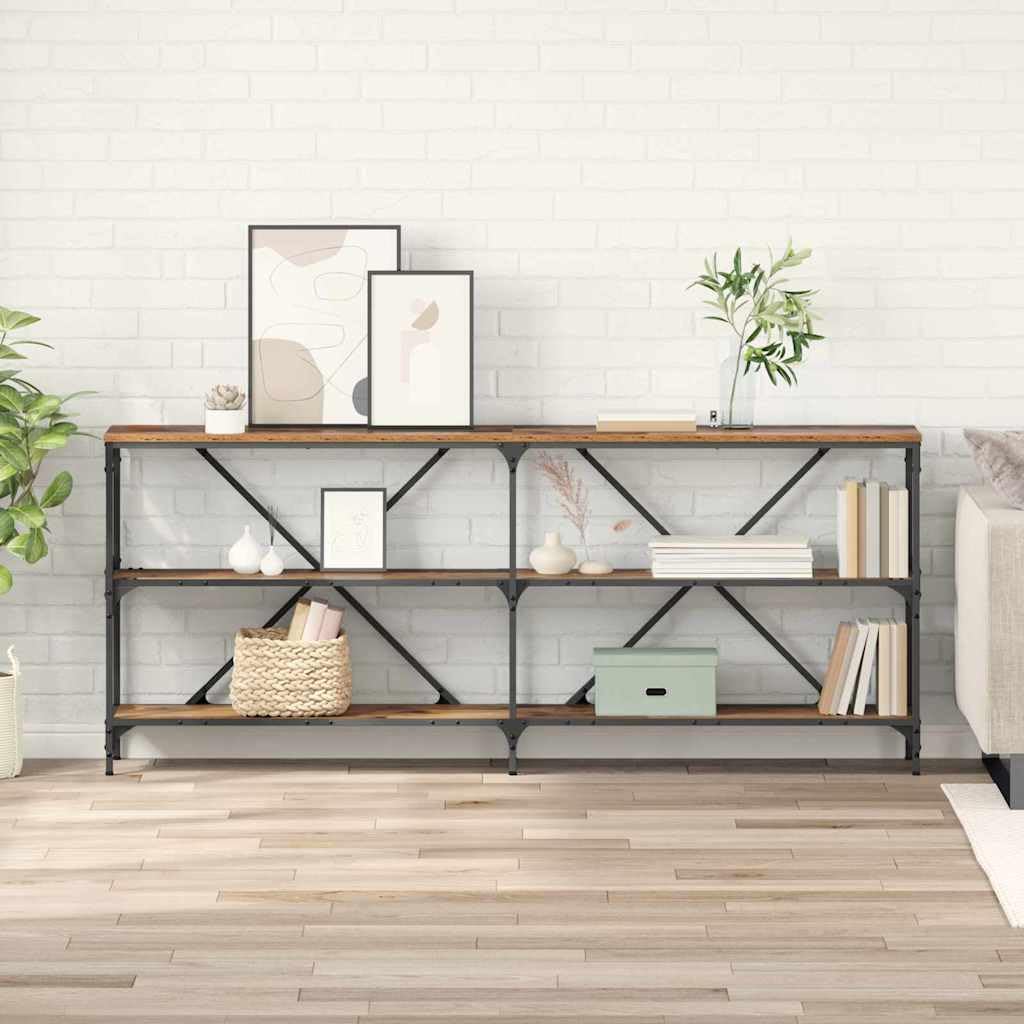 SXZenSpace Console Table 180 cm Engineered Wood Hallway Desk Old Finish Modern Minimalist Shelf Unit for Living Room Corridor Bedroom