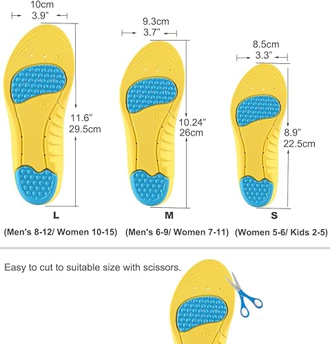 Miniatura 7 de Plantillas de espuma viscoelástica para hombres y mujeres, niños, proporcionan soporte de arco, amortiguación y absorción de golpes, alivia el dolor