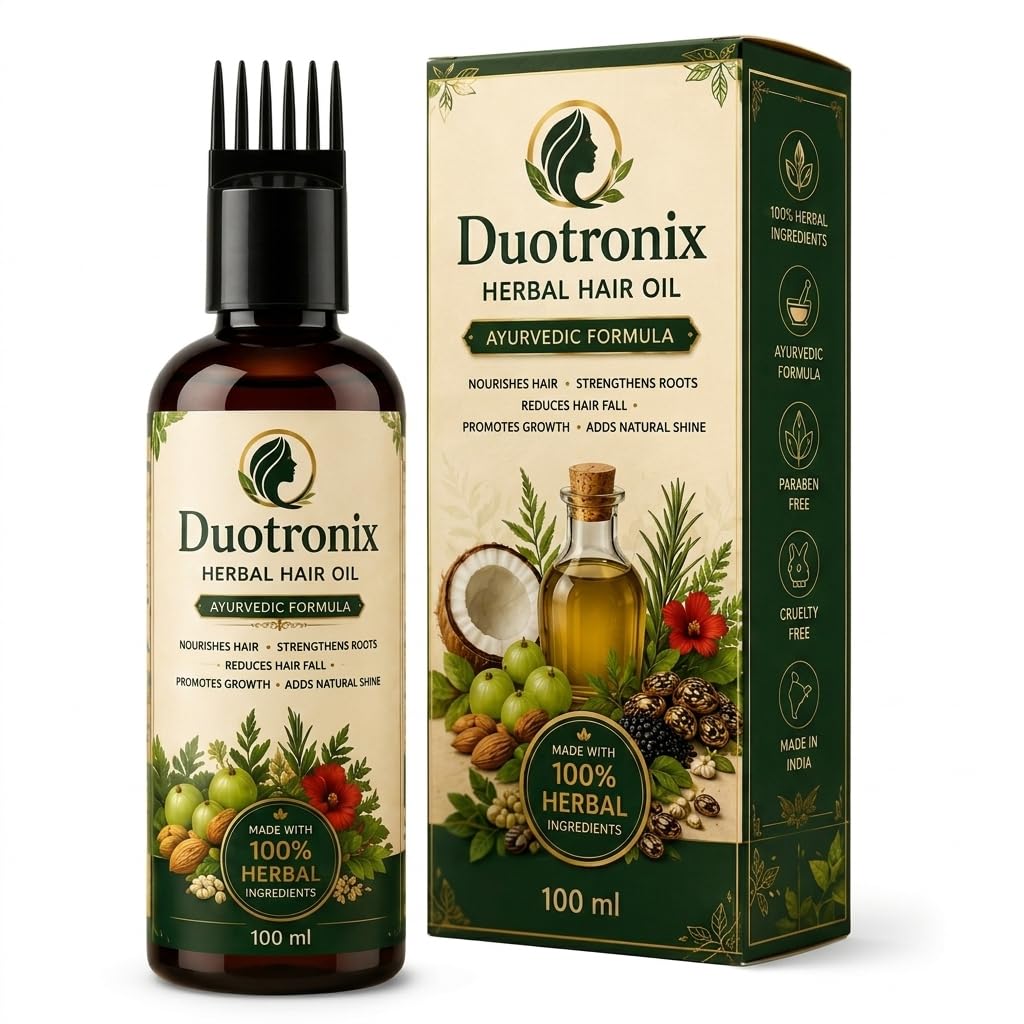 100ml Herbal Hair Oil for Hair Growth, Hair Fall Control | Ayurvedic Hair Oil with Amla, Bhringraj, Rosemary, Coconut, Almond & Castor Oil | Reduces Dandruff & Strengthens Roots-image-21