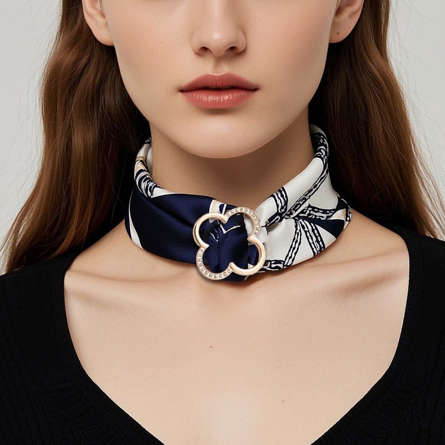 Image of 4PCS Round Scarf Rings Clips Bulk Fashion Circle Buckles for Women's Clothing T-Shirt Tie Cinch Clips Brooch Button Accessories (Classic)
