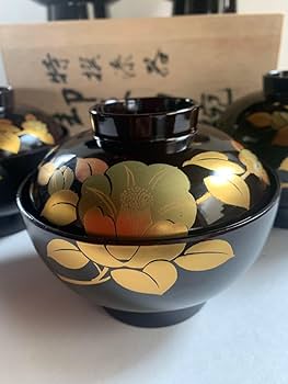 Amazon.co.jp: お 特撰漆器 三越型吸物椀 山茶花 本漆塗り 天然