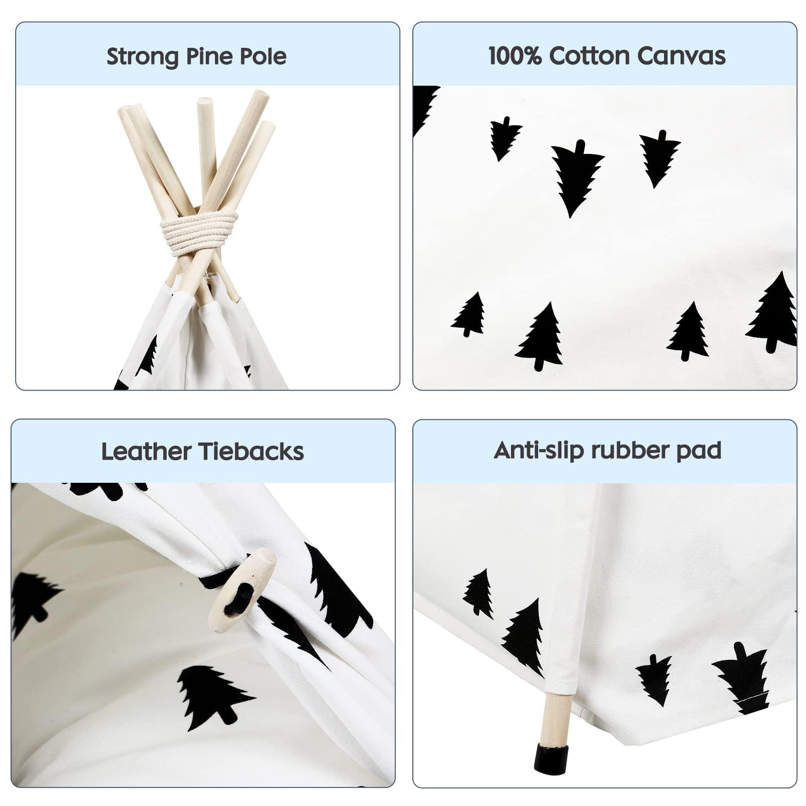 Tente tipi pour chien et chat avec coussin antidérapant Motif arbre amovible et lavable 50 x 50 x 60 cm