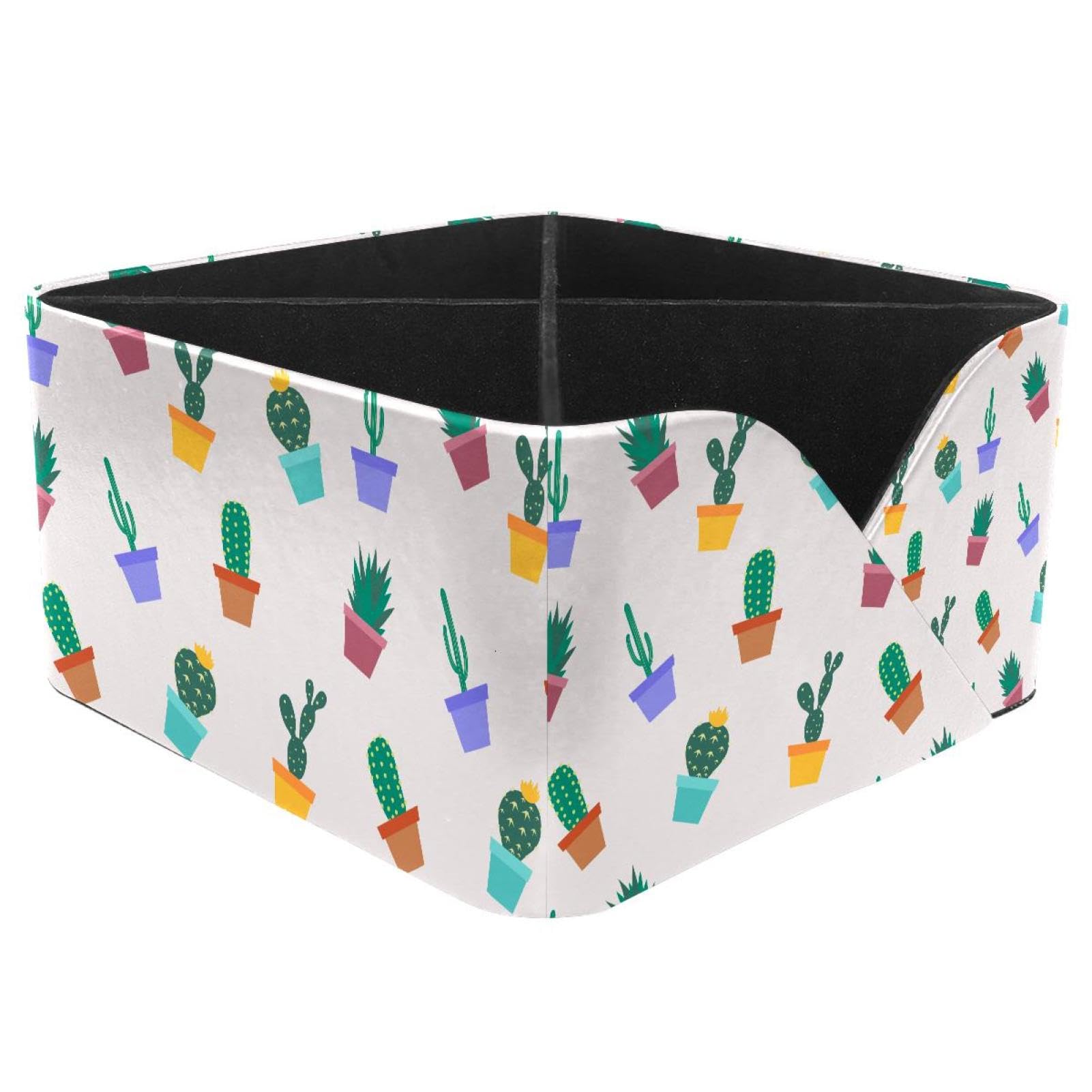 KengjuTesu Cactus Flowers Desktop Organizer Pen Holder, Rectangular Pencil Cup for Office, Study and Makeup Stations