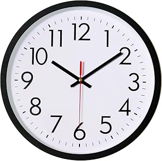 Lumuasky Black Wall Clock, Silent Non-Ticking 12 Inch Quality Quartz Battery Operated Round Easy to Read Decorative for Home Office School