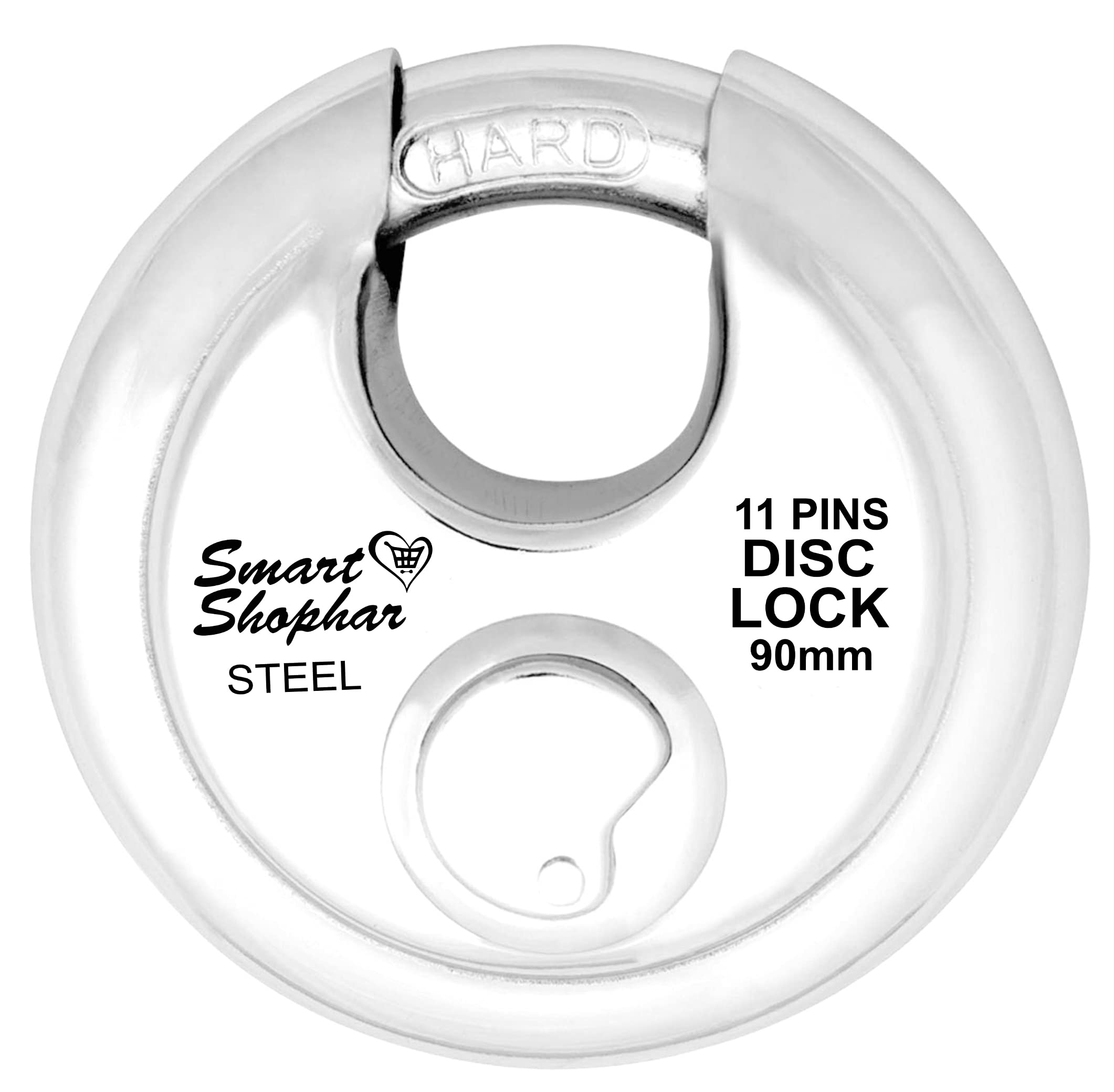 Smart Shophar Steel Disc Ultra Keys Shutter Lock 90 mm Silver, / Heavy-Duty Locking Mechanism/Corrosion Resistant/Ideal for Commercial and Industrial Use | Silver Finish | 90 mm | Pack of 1 — Amazon image 3