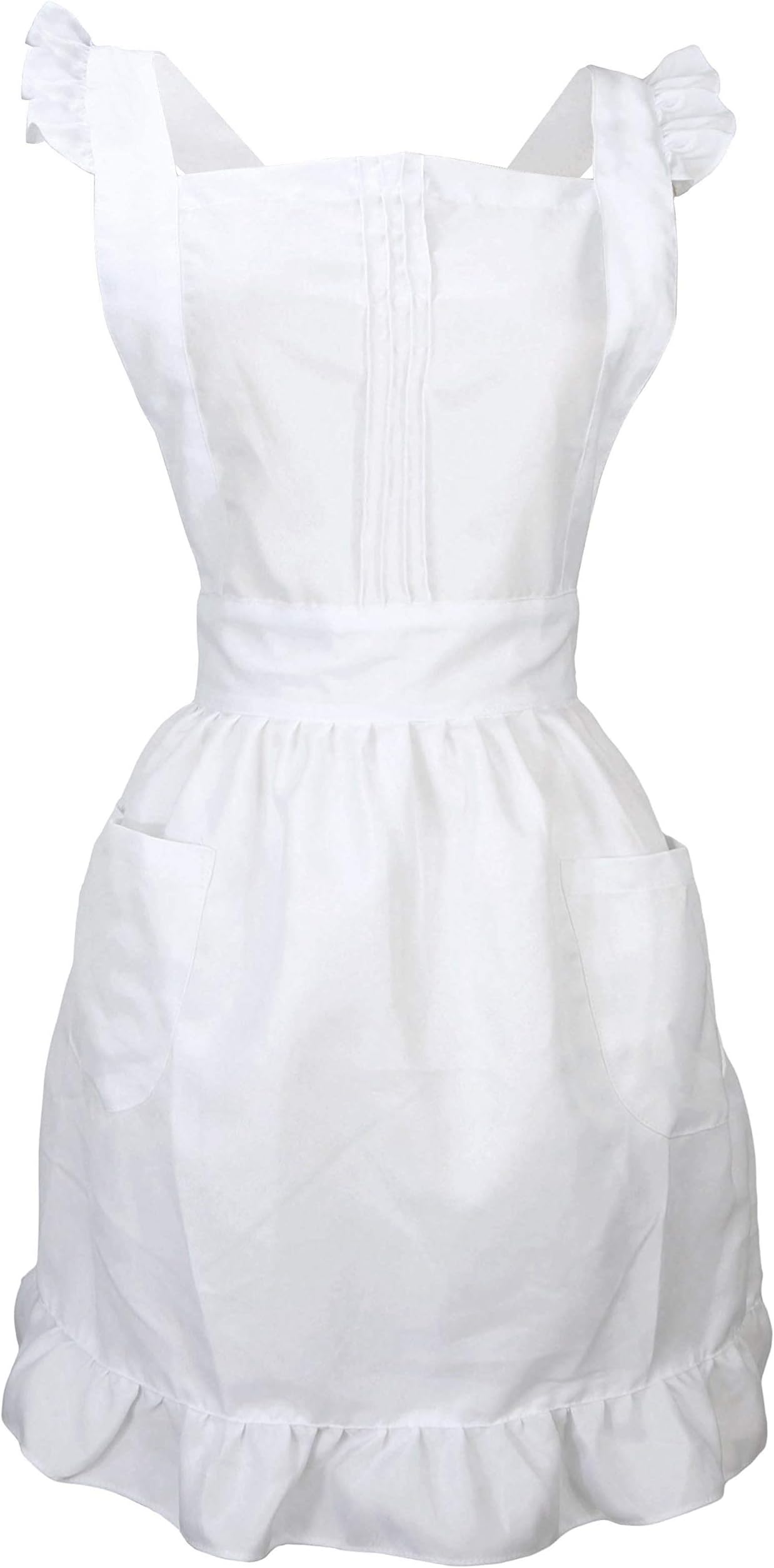 LilMentsRetro Adjustable Ruffle Apron with Pockets, Small to Plus Size Ladies