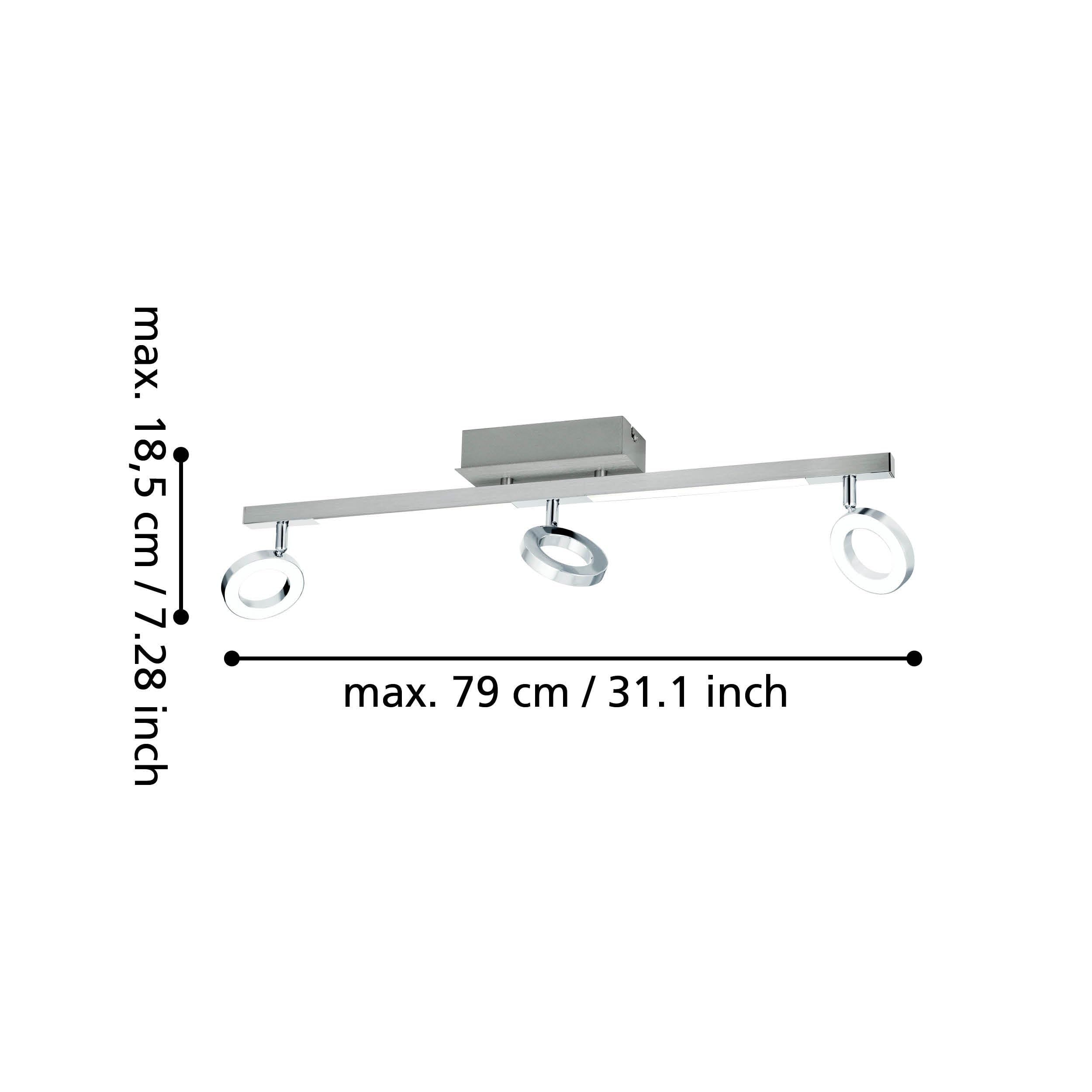 EGLO LED Deckenlampe Cardillo, 3 flammige Deckenleuchte | Deckenstrahler aus Alu, Metall und Kunststoff, Wohnzimmerlampe in Chrom, LED Flurlampe warmweiß