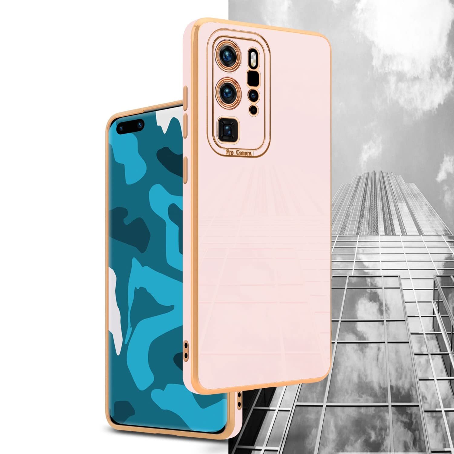Custodia Cadorabo Per Huawei P40 Pro / P40 Pro+ – Rosa Oro Glossy, TPU Flessibile, Protezione Fotocamera - 2