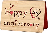 Vista 45 de Tarjeta de 5 aniversario de madera, hecha a mano, 5 años, aniversario de boda, tarjetas de regalo de felicitación, tarjeta de aniversario de cinco