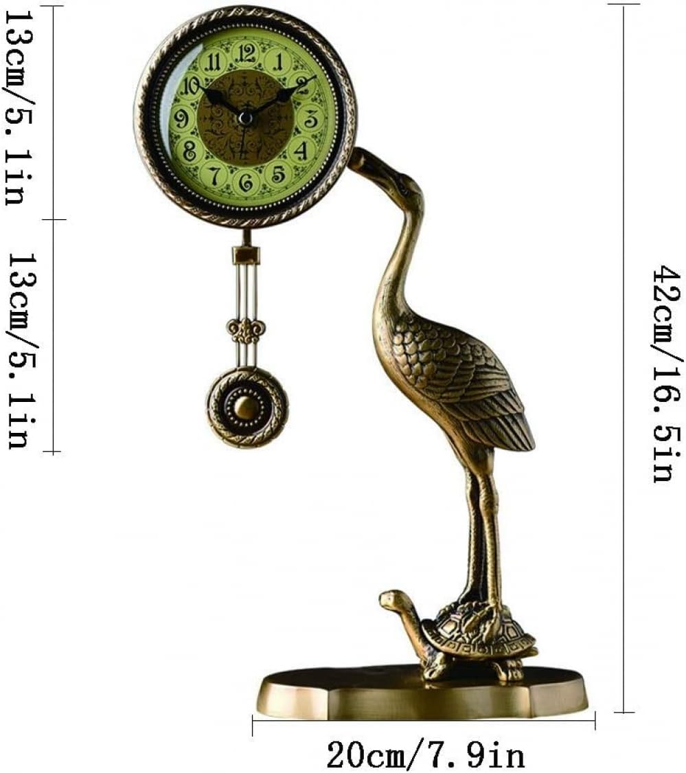 Retro Desk Clock Creative Retro Pendulum Clock/16.5 Inch Grandfather Clock/Living Room, Corridor Place Clock, Metal Mantel Clock, for Gifts Chic Home Decor