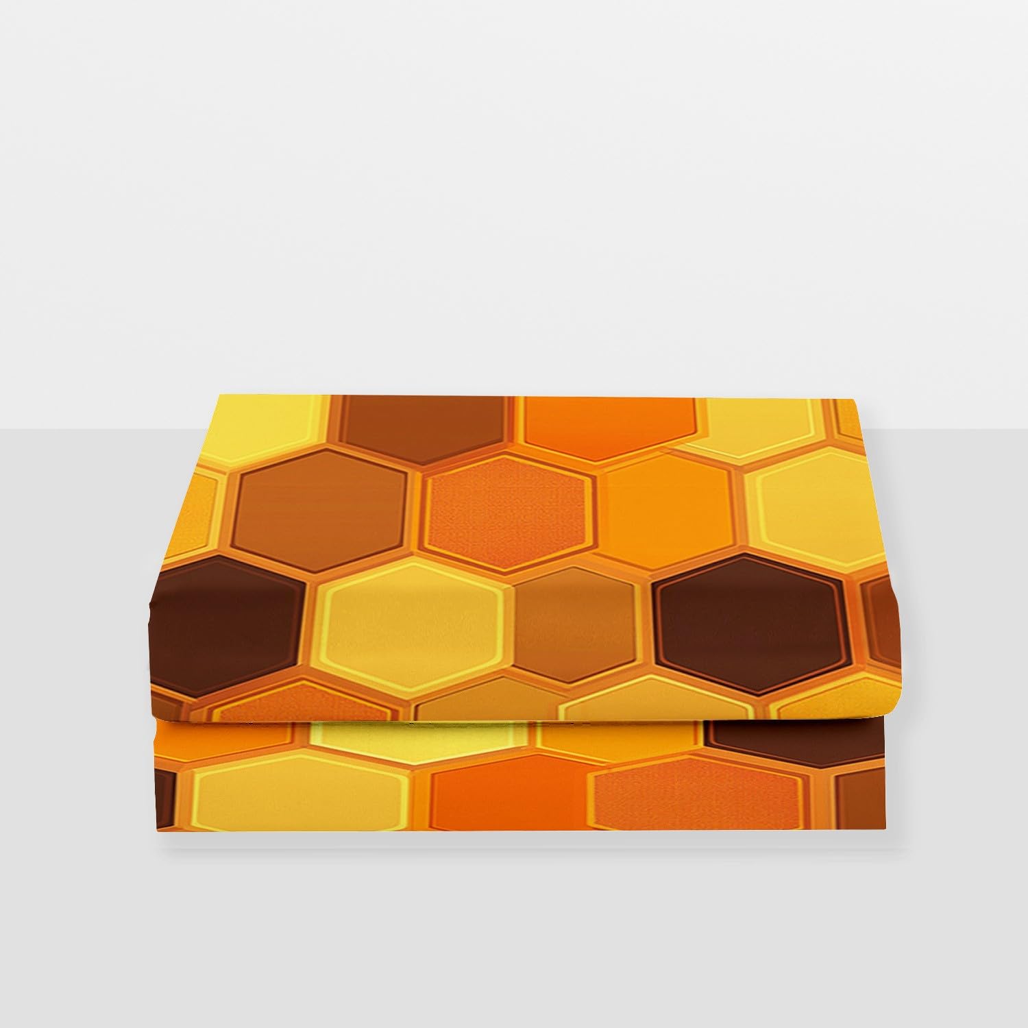 Lenzuolo con angoli 160 x 200 cm Design originale a nido d'ape esagonale Biancheria da letto 3 pezzi con angoli stampati Colore arancione Lenzuolo Lenzuolo con angoli extra profondo con federe