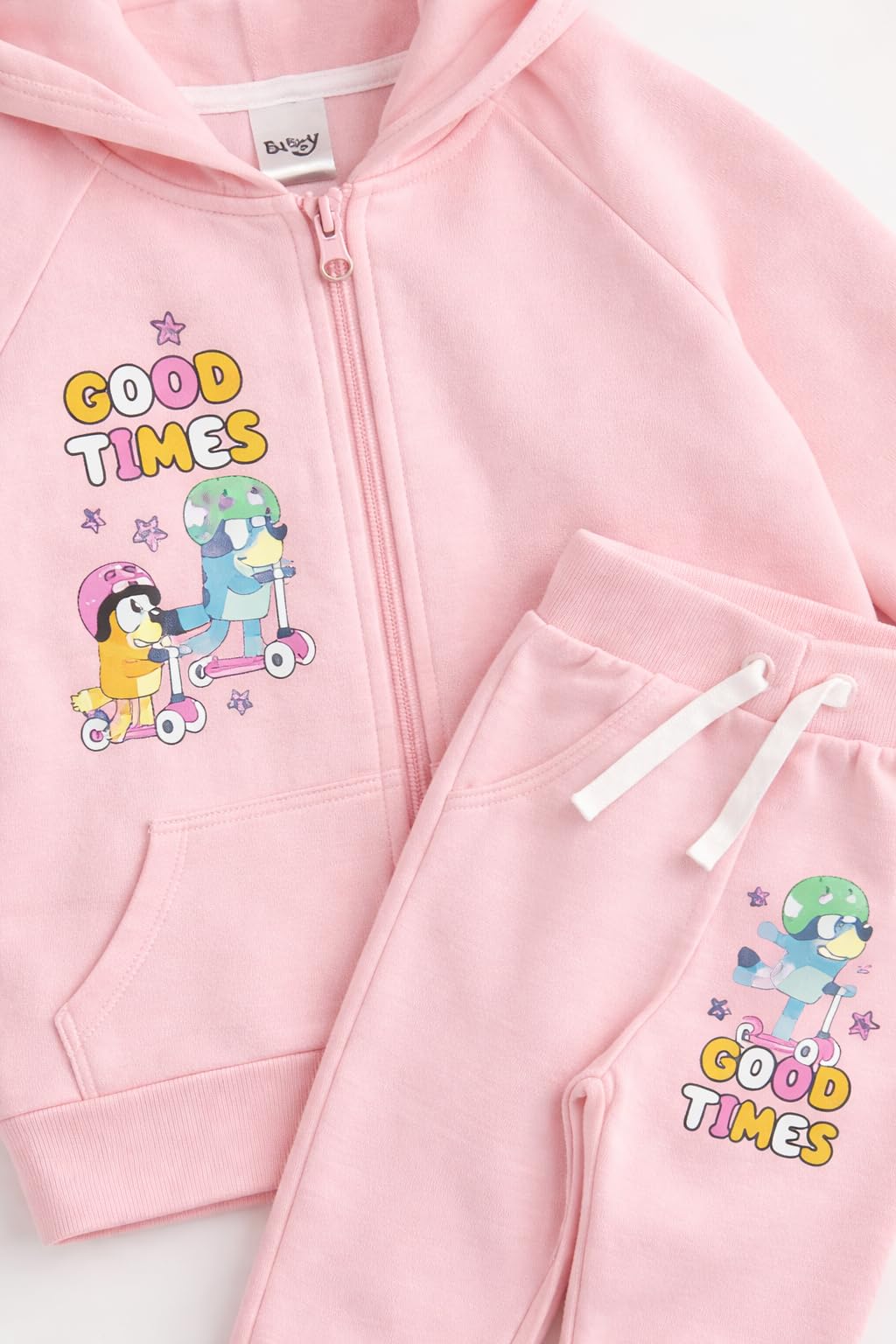 BlueY Survêtement Fille Rose Ensemble 2 Pièces Sweat à Capuche et Pantalon 100% Coton 12 Mois – 6 Ans