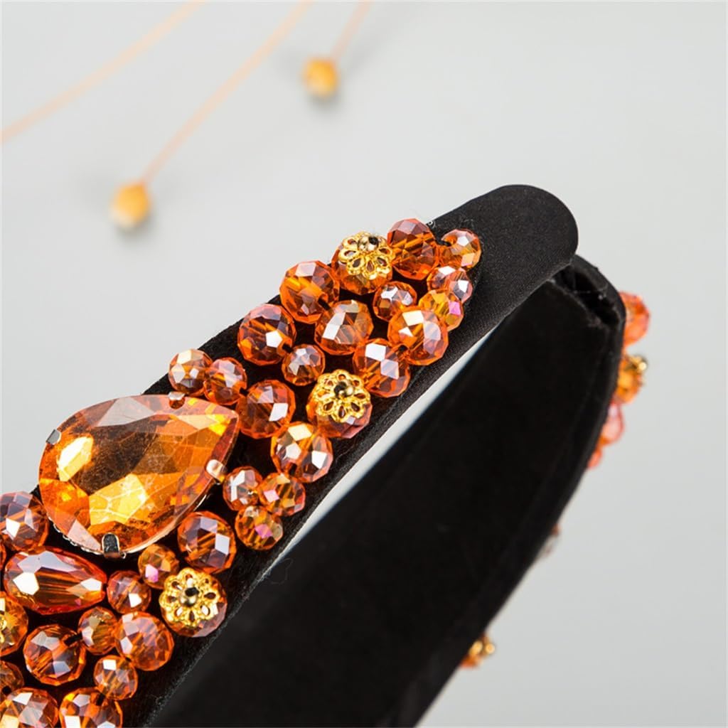 Exaggerated Heart Shaped Diamond Crystal Hand Sewn Fabric Hair Bands Street Accessories