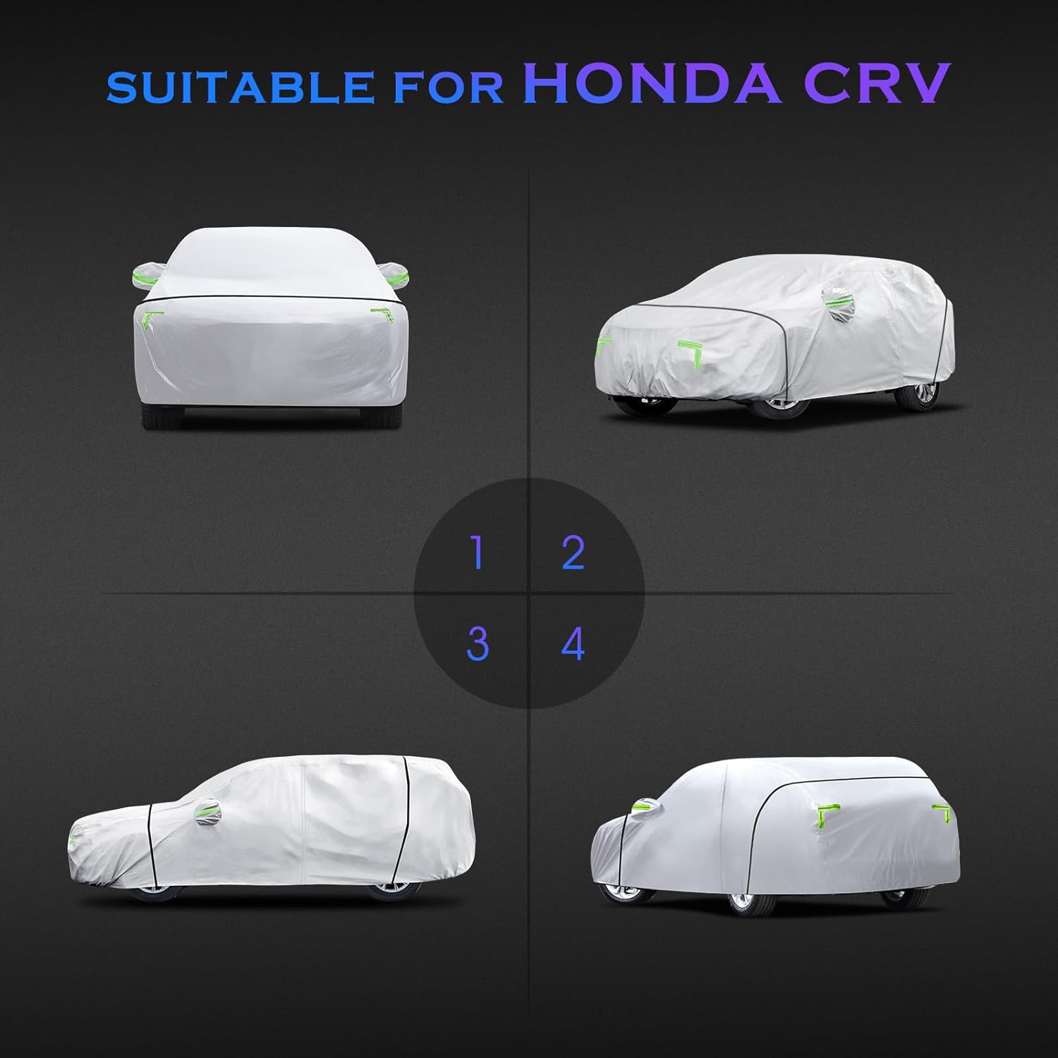 Car Cover Custom Fit for Honda CRV 1997-2025,Toyota RAV4 1996-2025,6 Layers Truck Cover Waterproof All Weather for Automobiles,Outdoor Full Exterior Cover,Rain, Sun, Wind Protection,Silver