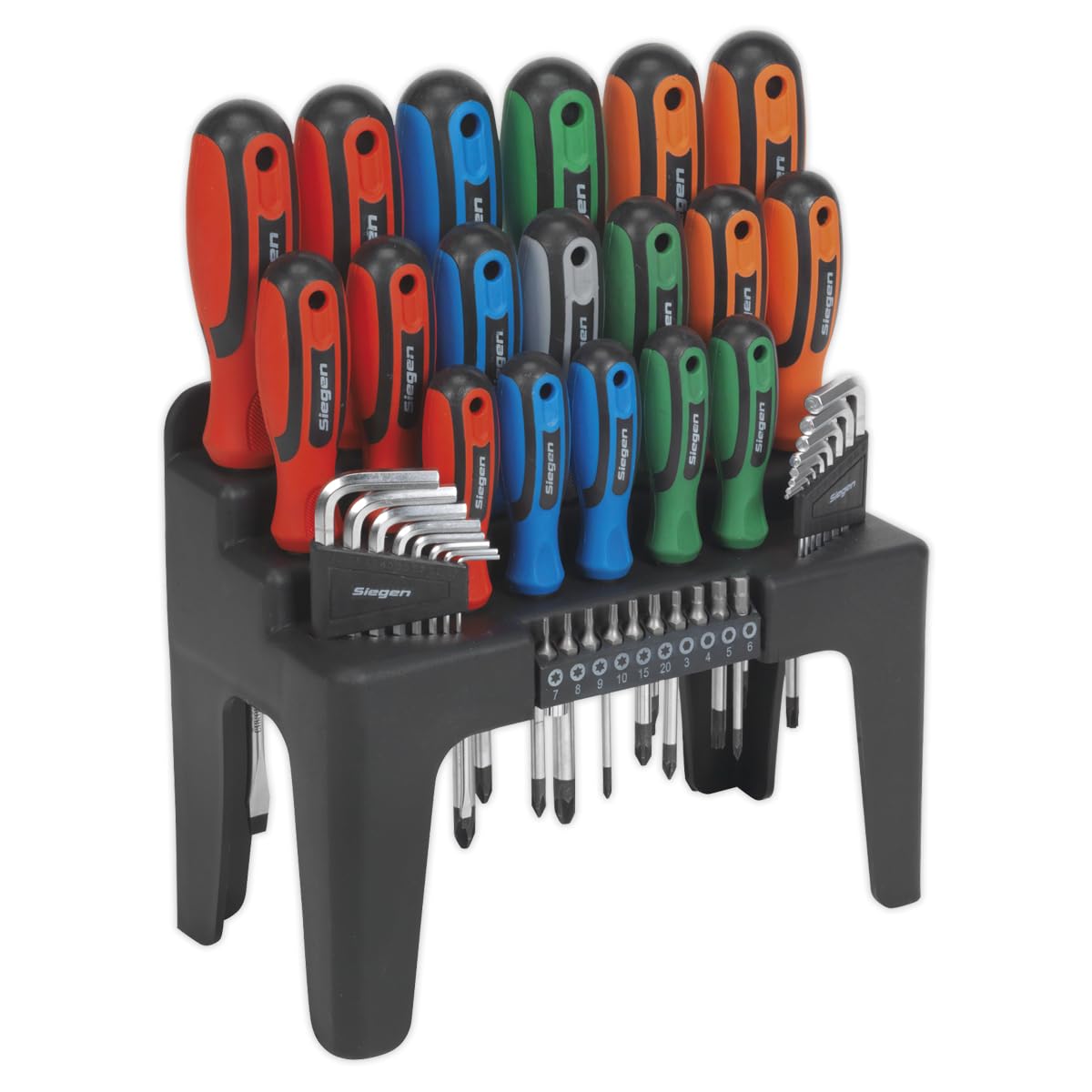 Sealey S01090 44pc Screwdriver, Hex Key & Bit Set Contoured Soft Grip Handles