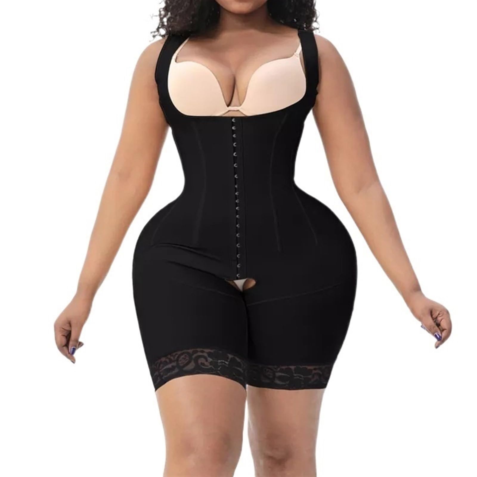 KIRYU BBL Stage 2 Fajas Colombians Shapewear Bodysuit for Women Postpartum Tummy Control Post Surgery Compression Body Shaper, Black, XXL