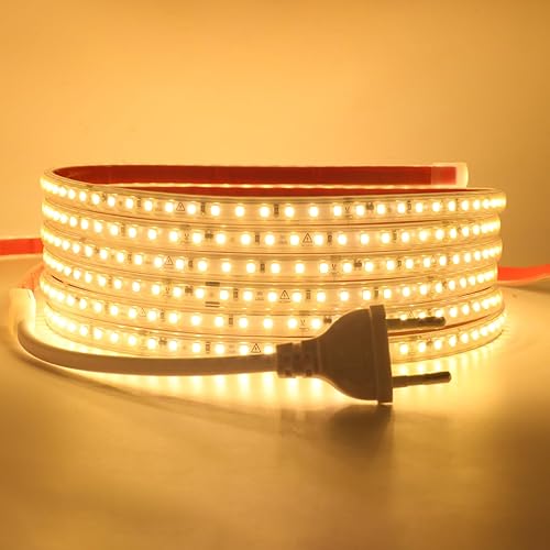 Conexión a AC220-240V Tira de LED,120LEDs/m SMD2835 Flexible Superbright Tira de luz LED cadena de luz de cuerda Autoadh