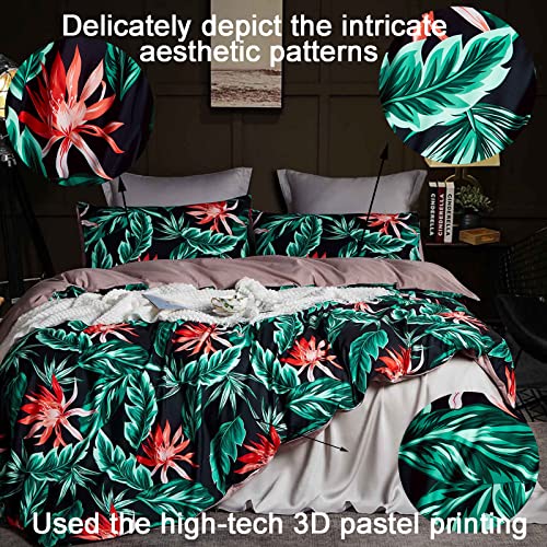 Morromorn Floral Duvet Cover Queen 3 Pcs Comforter Bedding Set Cute Aesthetic Shabby Chic Soft Snuggly Breathable All-Season (Red Flower, Full/Queen) #TOP3