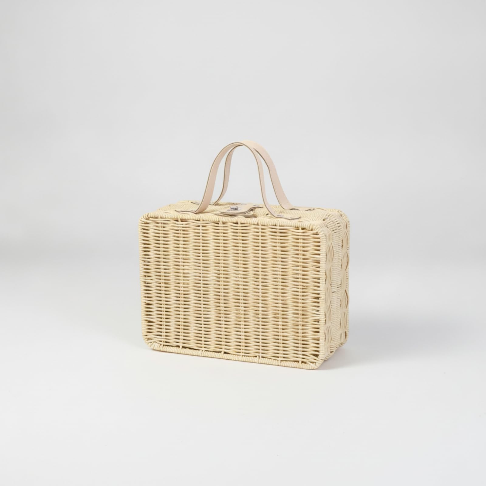 Estuche Tejido Ratán Sintético Ligero Cesta Rectangular Mimbre Sintético Estuche con para Picnic, Organización l Hogar