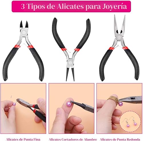 Miniatura 5 de Shynek Kits de suministros para la fabricación de joyas para adultos con herramientas de fabricación de joyas, dijes de aretes, alambres, hallazgos