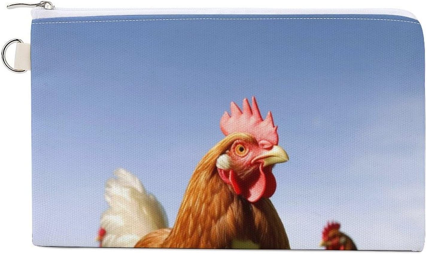 Funny Chicken Grass Coin Purses with Zipper, Personalized Zero Wallet for Shopping, Small Makeup Pouches Bag for Travel, Card Organizer Case, Portable Canvas Change Purses