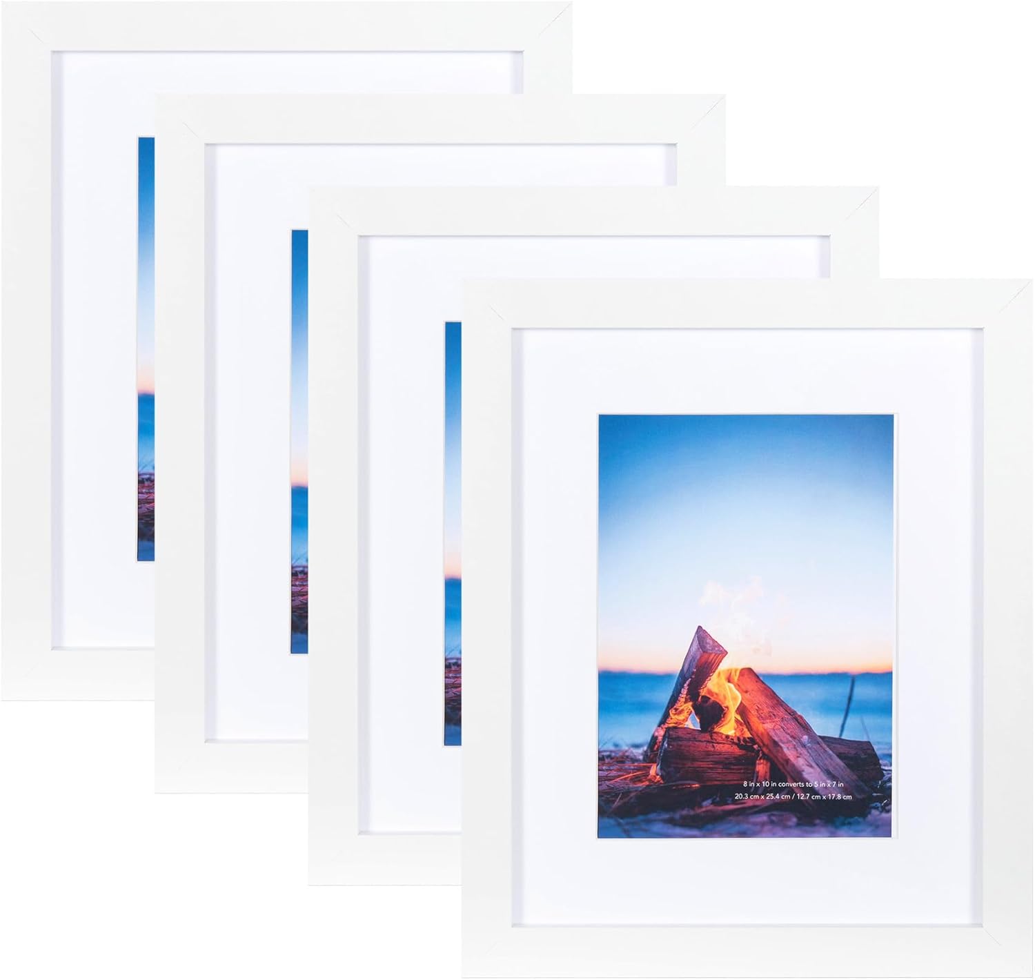 Scholar Tree White 10x8 Photo Frames Set of 4, Wooden Picture Frames